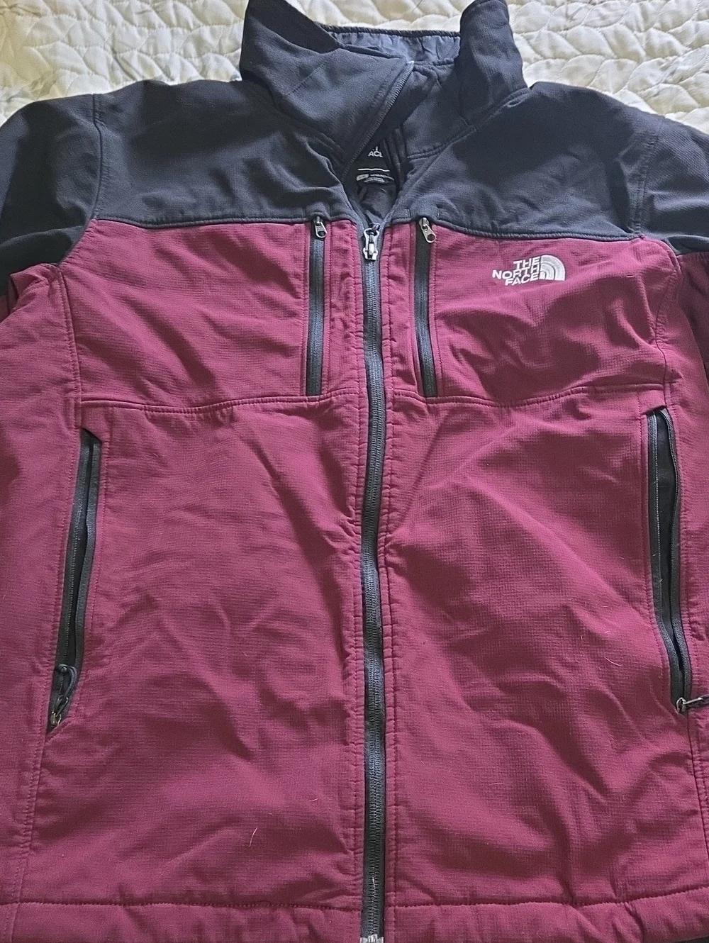 The North Face Maroon and Black Softshell Jacket